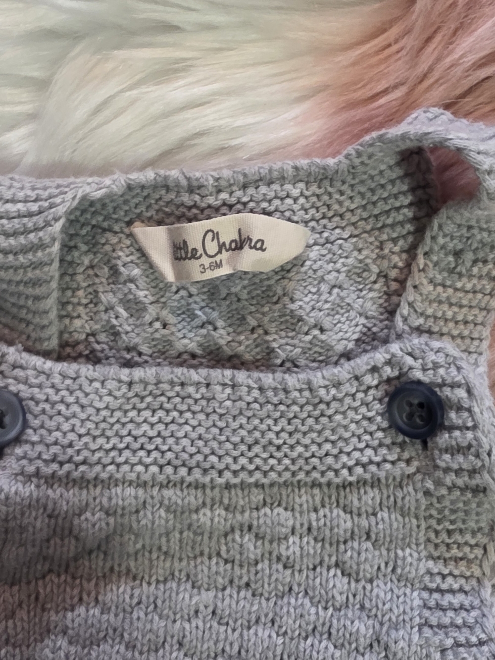 Textured Knit Baby One-Piece Romper in Light Gray - Picture 2 of 3
